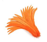 LiuliuBull 100 piume di coda di gallo - piume di fagiano lunghe 30-35 cm for decorazioni nuziali fai da te e accessori for le feste(Arancia)