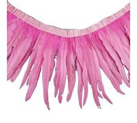 LiuliuBull 2 metri di piume di coda di gallo colorate for artigianato fai da te e accessori for abbigliamento(pink,10-12inch)
