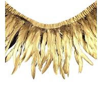 LiuliuBull 2 metri di piume di coda di gallo colorate for artigianato fai da te e accessori for abbigliamento(Spray Gold,8-10inch)