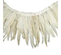 LiuliuBull 2 metri di piume di coda di gallo colorate for artigianato fai da te e accessori for abbigliamento(Off White,10-12inch)