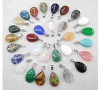 LiuliuBull 24pcs Naturale Rosa al Quarzo a Forma di Cristallo Agates Tiger Eye Stone Pendente a Forma di Goccia for Acqua Malachite for Fai da Te Making Making. (Metal Color : No.2)