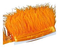 LiuliuBull Nastro di piume di struzzo da 2 m - Frangia di piume da 8-10 cm for cucito fai da te, decorazioni for abiti e vestiti(023orange)