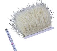 LiuliuBull Nastro di piume di struzzo da 2 m - Frangia di piume da 8-10 cm for cucito fai da te, decorazioni for abiti e vestiti(010beige)
