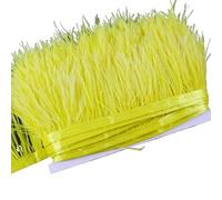 LiuliuBull Nastro di piume di struzzo da 2 m - Frangia di piume da 8-10 cm for cucito fai da te, decorazioni for abiti e vestiti(022yellow)