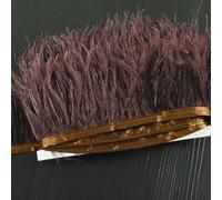 LiuliuBull Nastro di piume di struzzo da 2 m - Frangia di piume da 8-10 cm for cucito fai da te, decorazioni for abiti e vestiti(014dark coffee)