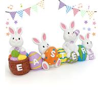 LIULIUDA Coniglietto pasquale uova di Pasqua in resina - Statua di coniglio di alta qualità per la decorazione della tavola di Pasqua, decorazione della casa, 8 cm, artigianato ecologico, idea regalo