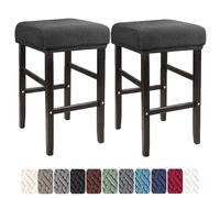 LIULIWEIFA 30x40cm Fodera/Copri Coprisgabello Quadrato Con Elastico Sgabelli da bar Rettangolare Coprisedili lavabili per Cucina sgabello sedia pianoforte panca sedile protezione,Dark gray,2pcs