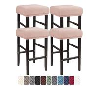 LIULIWEIFA 30x40cm Fodera/Copri Coprisgabello Quadrato Con Elastico Sgabelli da bar Rettangolare Coprisedili lavabili per Cucina sgabello sedia pianoforte panca sedile protezione,Cachi,4pcs