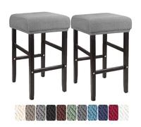 LIULIWEIFA 30x40cm Fodera/Copri Coprisgabello Quadrato Con Elastico Sgabelli da bar Rettangolare Coprisedili lavabili per Cucina sgabello sedia pianoforte panca sedile protezione,Light gray,2pcs