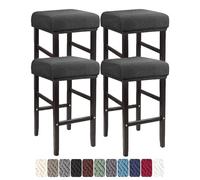 LIULIWEIFA 30x40cm Fodera/Copri Coprisgabello Quadrato Con Elastico Sgabelli da bar Rettangolare Coprisedili lavabili per Cucina sgabello sedia pianoforte panca sedile protezione,Dark gray,4pcs