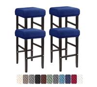 LIULIWEIFA 30x40cm Fodera/Copri Coprisgabello Quadrato Con Elastico Sgabelli da bar Rettangolare Coprisedili lavabili per Cucina sgabello sedia pianoforte panca sedile protezione,Navy blue,4pcs