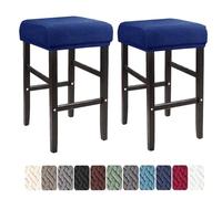 LIULIWEIFA 30x40cm Fodera/Copri Coprisgabello Quadrato Con Elastico Sgabelli da bar Rettangolare Coprisedili lavabili per Cucina sgabello sedia pianoforte panca sedile protezione,Navy blue,2pcs