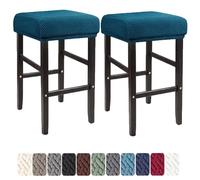 LIULIWEIFA 30x40cm Fodera/Copri Coprisgabello Quadrato Con Elastico Sgabelli da bar Rettangolare Coprisedili lavabili per Cucina sgabello sedia pianoforte panca sedile protezione,Dark cyan,2pcs