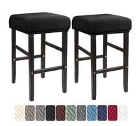 LIULIWEIFA 30x40cm Fodera/Copri Coprisgabello Quadrato Con Elastico Sgabelli da bar Rettangolare Coprisedili lavabili per Cucina sgabello sedia pianoforte panca sedile protezione,Nero,2pcs