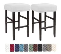 LIULIWEIFA 30x40cm Fodera/Copri Coprisgabello Quadrato Con Elastico Sgabelli da bar Rettangolare Coprisedili lavabili per Cucina sgabello sedia pianoforte panca sedile protezione,Bianca,2pcs