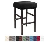 LIULIWEIFA 30x40cm Fodera/Copri Coprisgabello Quadrato Con Elastico Sgabelli da bar Rettangolare Coprisedili lavabili per Cucina sgabello sedia pianoforte panca sedile protezione,Nero,1pcs