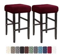 LIULIWEIFA 30x40cm Fodera/Copri Coprisgabello Quadrato Con Elastico Sgabelli da bar Rettangolare Coprisedili lavabili per Cucina sgabello sedia pianoforte panca sedile protezione,Rosso,2pcs