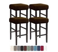 LIULIWEIFA 30x40cm Fodera/Copri Coprisgabello Quadrato Con Elastico Sgabelli da bar Rettangolare Coprisedili lavabili per Cucina sgabello sedia pianoforte panca sedile protezione,Dark coffee,4pcs