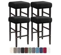LIULIWEIFA 30x40cm Fodera/Copri Coprisgabello Quadrato Con Elastico Sgabelli da bar Rettangolare Coprisedili lavabili per Cucina sgabello sedia pianoforte panca sedile protezione,Nero,4pcs