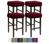LIULIWEIFA 30x40cm Fodera/Copri Coprisgabello Quadrato Con Elastico Sgabelli da bar Rettangolare Coprisedili lavabili per Cucina sgabello sedia pianoforte panca sedile protezione,Rosso,4pcs