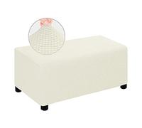 LIULIWEIFA Copripoggiapiedi Elastico rettangolare Copri Ottomano Copri Pouf Poggiapiedi Copri Sgabello Fodera per divano e pouf Antipolvere Staccabile Elastica,Beige,X Large