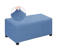 LIULIWEIFA Copripoggiapiedi Elastico rettangolare Copri Ottomano Copri Pouf Poggiapiedi Copri Sgabello Fodera per divano e pouf Antipolvere Staccabile Elastica,Blu,M