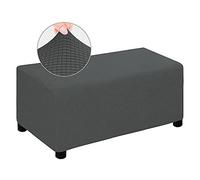 LIULIWEIFA Copripoggiapiedi Elastico rettangolare Copri Ottomano Copri Pouf Poggiapiedi Copri Sgabello Fodera per divano e pouf Antipolvere Staccabile Elastica,Dark gray,X Large