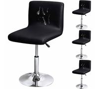 LIULIWEIFA Copriseduta per Sgabelli da Bar con Rivestimento per Schienale Elasticizzato per Sedia Bassa da Pranzo Sedie Girevoli da Bar Tipo Sgabello con Schienale,Nero,4pcs