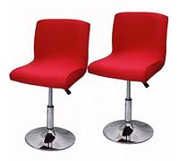 LIULIWEIFA Elasticizzato Copri Sedie Bar 2/4/6 Pezzi Coperture per Sgabelli da Bar,Lavabile Elasticizzato Schienale Basso, Coprisedie per Sedie da Sala da Pranzo, Bar Sgabelli,Rosso,2PCS
