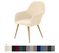 LIULIWEIFA Fodere Coprisedia per Sala da Pranzo Elasticizzato Spandex Copertura Sedia Ufficio/Cucina con Braccioli Girevole Soggiorno Schienale Copri Seduta Sedia Velluto,Beige,2pcs