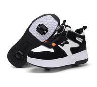 LIULIWEIFA Scarpe con Rotelle Bambino Bambina Sportive Scarpe da Skateboard Rotelle a Scomparsa Skateboard Sneakers Scarpe da Ginnastica da Pattini per Donna Uomo,866 Black,37 EU