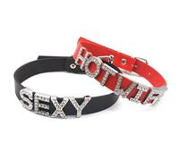 Liumarvexia 18MM sexy gotico personalizzato strass lettera girocollo collana uomini donne fai da te nome personalizzato collare girocollo cosplay party collana gioielli, Adjustable Size (32cm-43cm