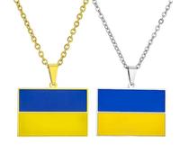 Liumarvexia 2 collane con bandiera dell'Ucraina, collana decorativa con bandiera dell'Ucraina, collana con ciondolo a forma di bandiera dell'Ucraina, unisex, idea regalo, 50cm, Acciaio inossidabile
