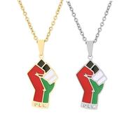 Liumarvexia 2 collane con ciondolo a forma di mappa della Palestina, alla moda, stile hip hop, collana con ciondolo a forma di mappa della Palestina, gioielli per donne e uomini, idea regalo, 50cm