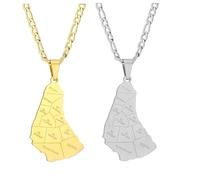 Liumarvexia 2 collane con ciondolo a forma di mappa dell'isola delle Barbados e bandiera, per donne e uomini, con ciondolo a forma di isola delle Barbados, in acciaio inox, accessori per gioielli