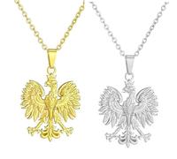 Liumarvexia 2 collane regolabili con stemma polacco, con aquila, collana in argento e oro, colore choker, ornamento hip hop decorazione stemma polacco aquila, 50 cm, Acciaio inossidabile