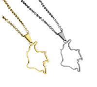 Liumarvexia 2 pezzi catena regolabile collane sagoma colombiana collana collana collana argento oro colore choker ornamento hip hop decorazione colombiana silhouette mappa collana, 50 cm, Acciaio