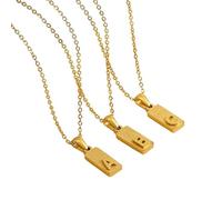Liumarvexia Collana alla moda con lettere iniziali per donne e uomini, ciondolo rettangolare smerigliato con lettere 3D A-Z, gioielli di compleanno, 50CM, Altro