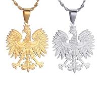Liumarvexia Collana con ciondolo a forma di aquila polacca, stile etnico, idea regalo, 50cm, Acciaio inossidabile