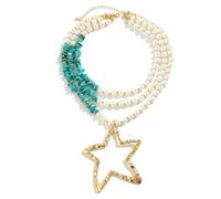Liumarvexia Collana con ciondolo a stella irregolare esagerata per le donne, perla colorata ghiaia multistrato girocollo delicata collana punk gioielli alla moda, adjustable, Altro