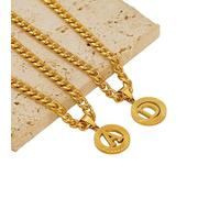 Liumarvexia Collana punk A-Z con lettera iniziale ciondolo per donne e uomini, anello a cerchio cavo grande lettera spessa ciondolo catena gioielli alla moda, 50CM, Altro