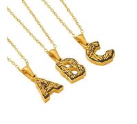 Liumarvexia Collana punk con lettere dalla A alla Z, per donne e uomini, motivo corteccia intagliata con targhetta con nome, collane con ciondolo per compleanno, 50CM, Altro