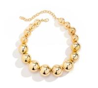 Liumarvexia Collana punk esagerata con grandi perline rotonde da donna, girocollo minimalista lucido a sfera, delicata collana punk alla moda regalo, adjustable, Altro