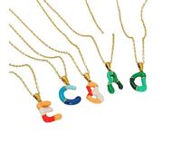 Liumarvexia Colorato smalto A-Z Capitale Iniziale Collane per Donne Uomini Trendy Bambù Forma Gioielli 26 Lettere Ciondolo Collana Compleanno Gioielli, 50CM, Altro