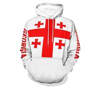 Liumarvexia Felpa con cappuccio da uomo con stampa bandiera della Georgia Pullover da donna con stampa 3D a maniche lunghe con cappuccio casual felpe con grande tasca a marsupio unisex con cappuccio