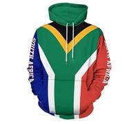 Liumarvexia Felpa da uomo con cappuccio Sudafrica FLA con stampa 3D a maniche lunghe, con cappuccio, casual, con grande tasca Kanga, unisex, con cappuccio, abbigliamento sportivo, maglione, XL
