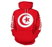 Liumarvexia Felpa da uomo con cappuccio Tunisia FLA con stampa 3D, a maniche lunghe, casual, con grande tasca Kanga, unisex, con cappuccio, abbigliamento sportivo, maglione, taglia L