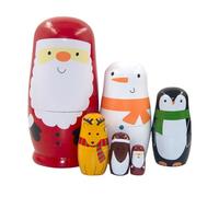 Liummrcy Bambole nidificanti russe in legno Babbo Natale Penguin Elk Snowman che impila le bambole set di giocattoli di Natale 6 pezzi, bambole nidificanti
