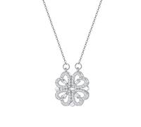 Liummrcy Collana a trifoglio a 4 foglie, forma del cuore pieghevole a forma di cardiaco a catena di clavicole gioielli sospesi sospeso per donne argento, pendenti e monete