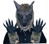 Liummrcy Maschera per la testa del Halloween Scary Full Face Werewolf Mask con guanti per Halloween e cosplay COSTUME PARTI IN HORROR Nights Black 1pc, decorazioni, decorazioni